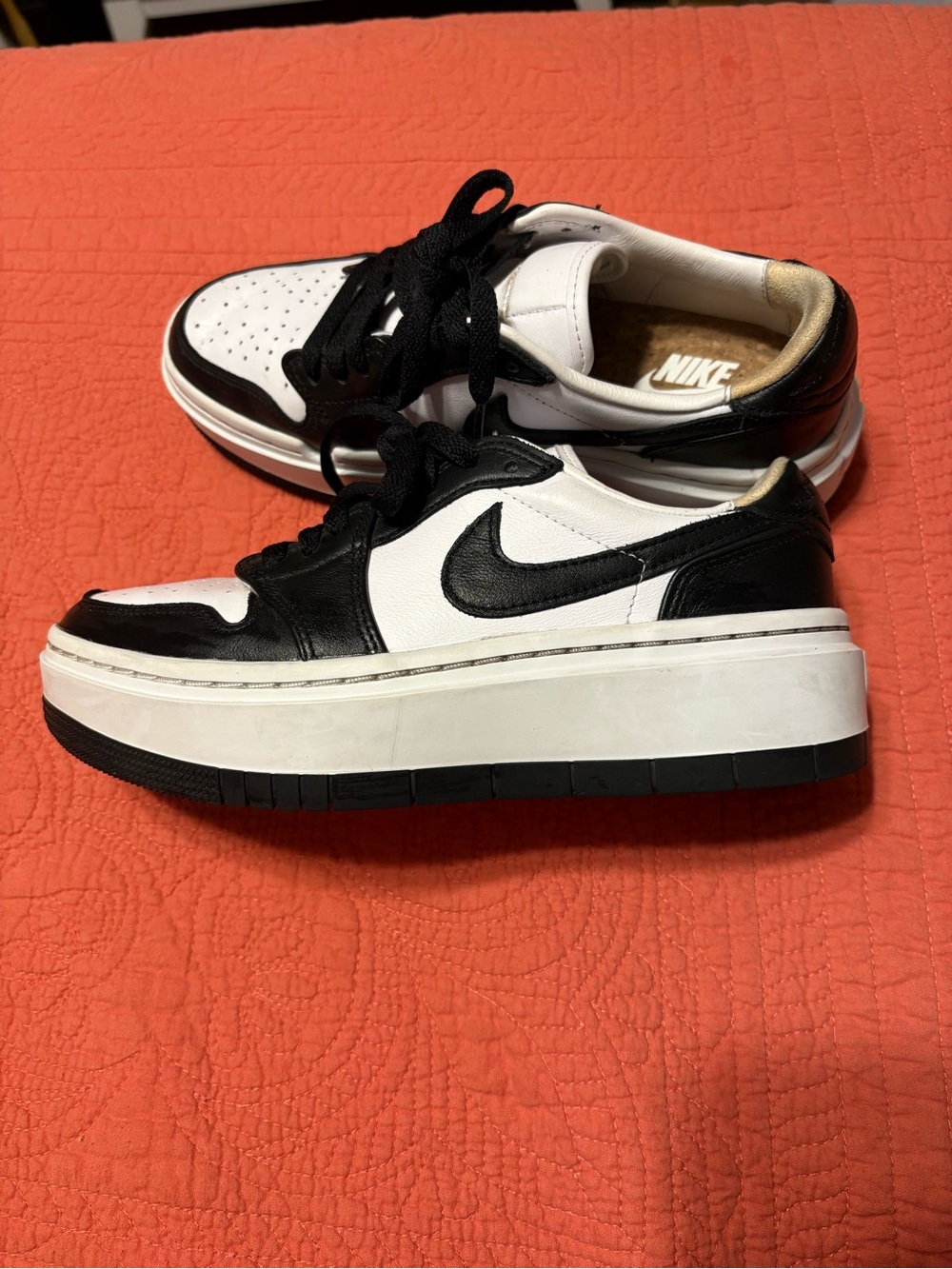 Nike White and Black Platform Low-Top Sneakers